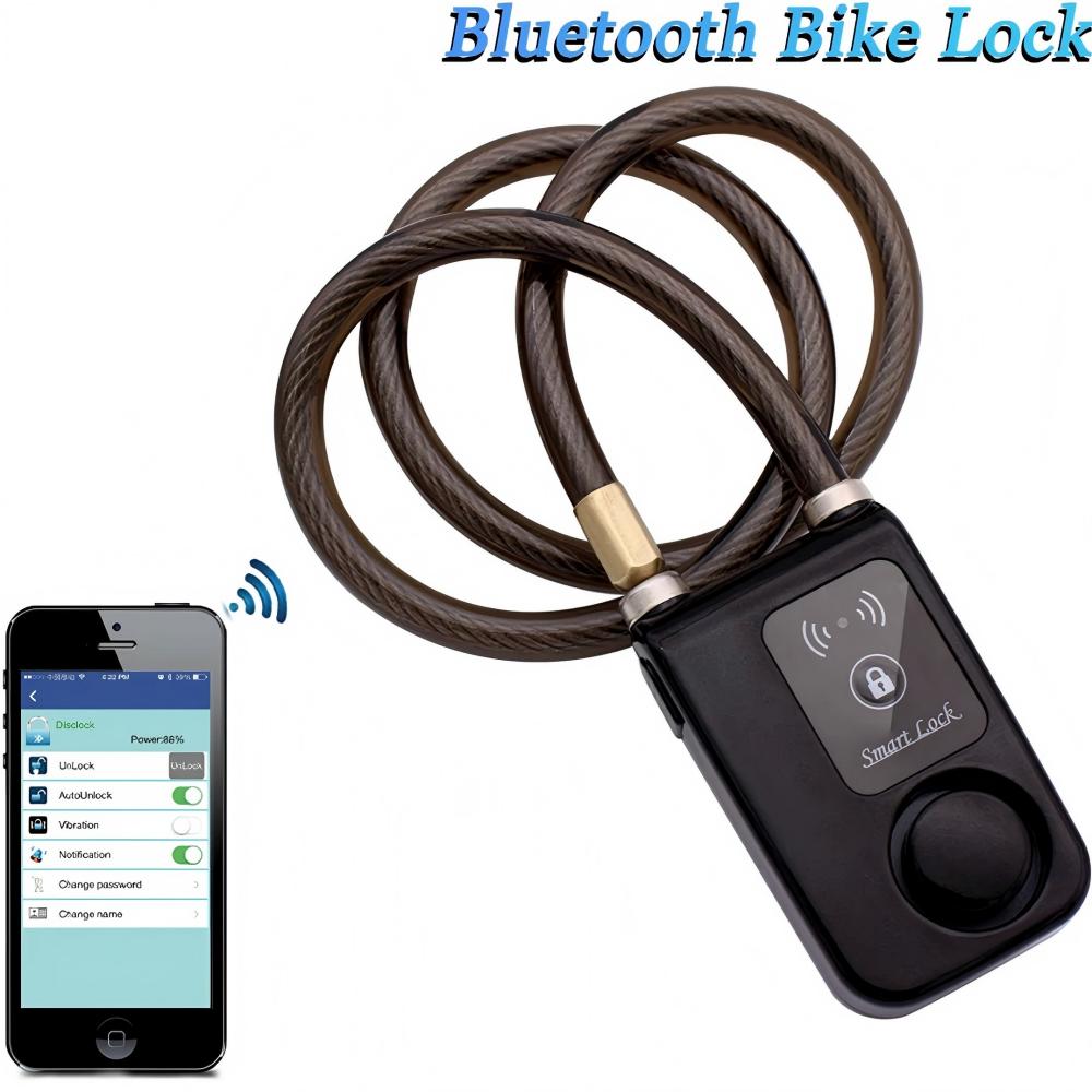 Commuter Bike Lock - Bluetooth Smart Fahrradschloss Wasserdichtes Diebstahlschutz-Passwortschloss Edelstahlkette
