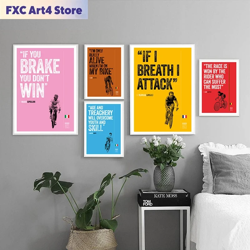 Cycling Quote - Rahmenloser Kunstdruck mit Motivationszitat für Radfahrer,