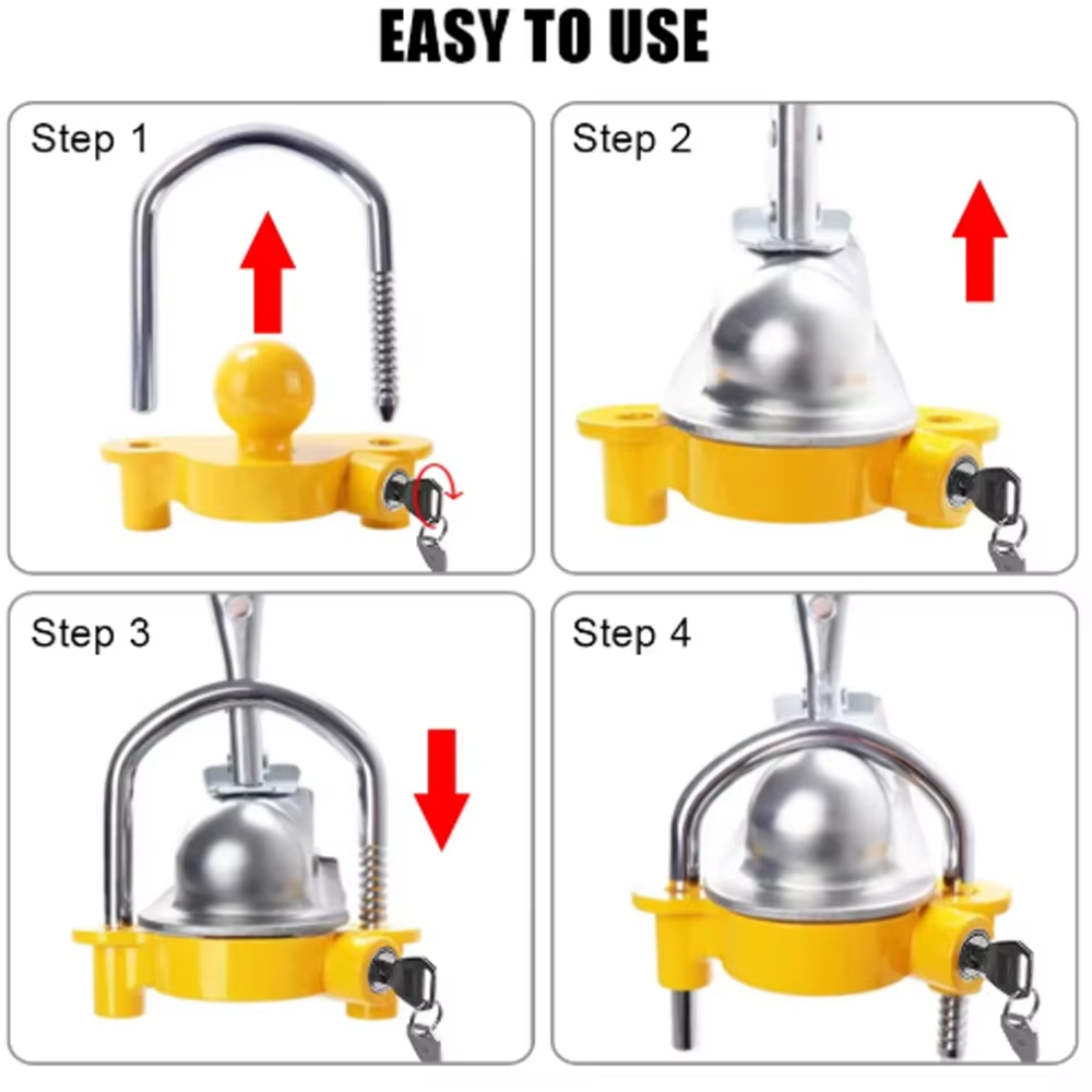 U Lock Heavy Duty - Hochleistungs-Anhängerkupplungsschloss - 2-5/16 Zoll verstellbares Diebstahlschutz-Kupplungsschloss,