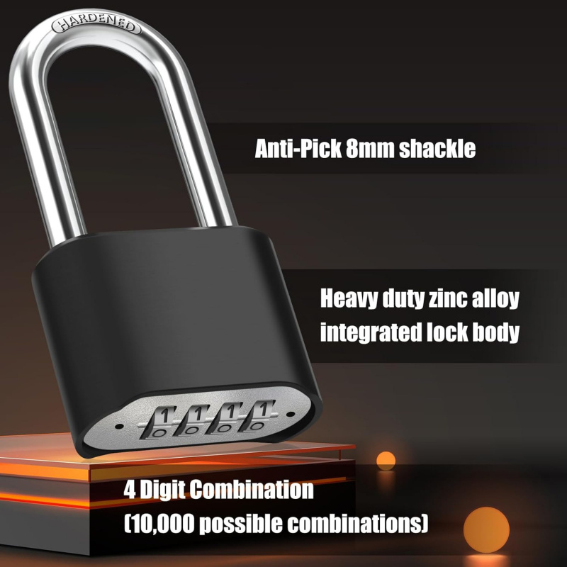 U Lock Heavy Duty - Robustes, wetterfestes Zahlen-Vorhängeschloss – rücksetzbares Schloss