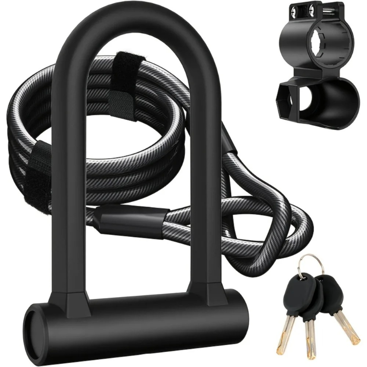 U Lock Heavy Duty - Fahrradschloss, robustes, diebstahlsicheres Fahrrad-U-Schloss mit Sicherheitsstahlkabelschäkel,