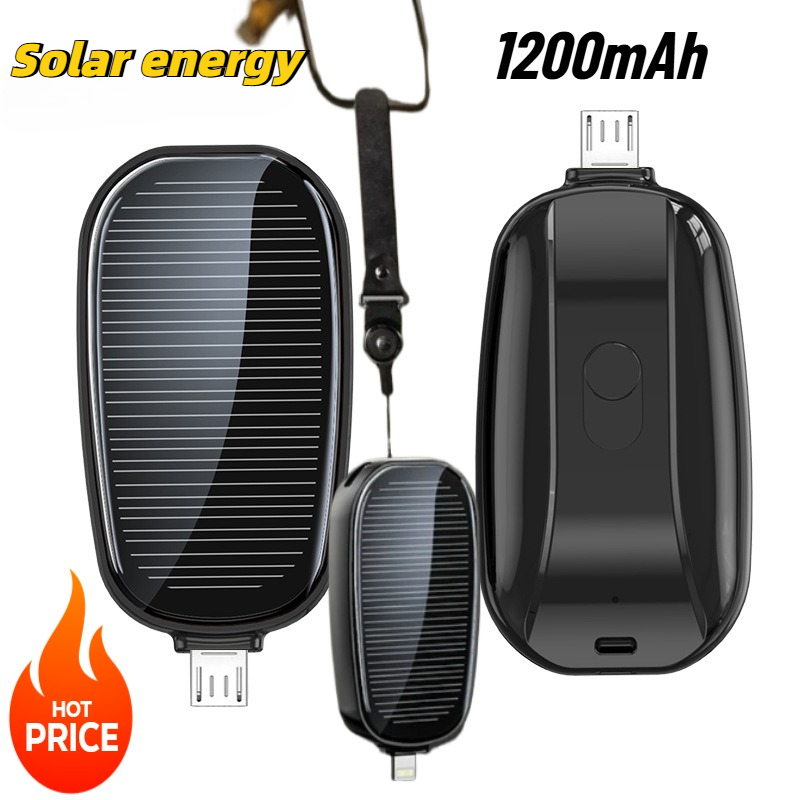 Usb Charger Dynamo - 1200mAh Solar Mini Powerbank Schlüsselanhänger Tragbares