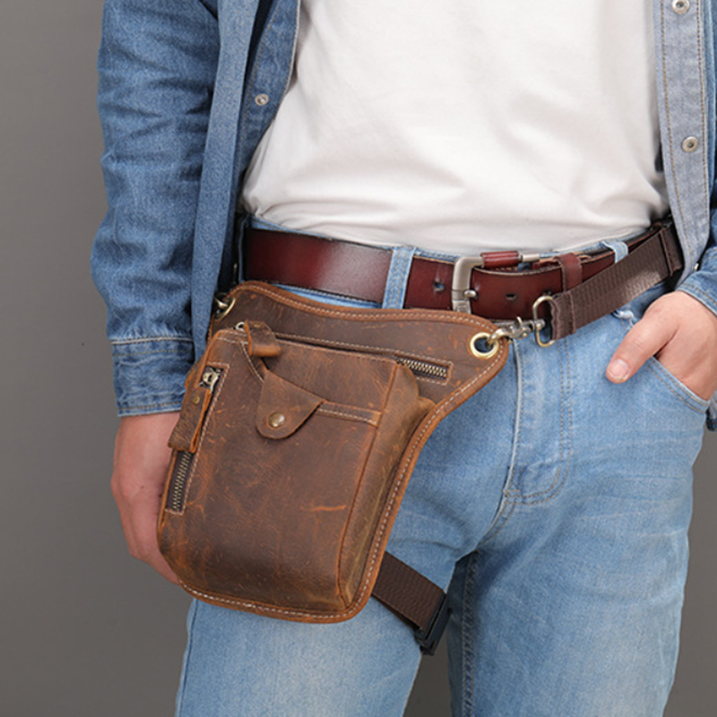 Cycling Commuter Bag - Vintage Pu Leder Taille Pack Drop