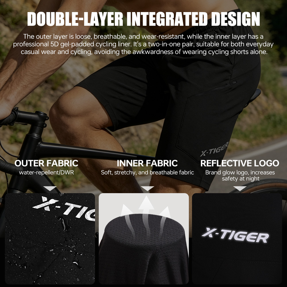 X-TIGER 2-in-1-Radhose, doppel – Cycling Shorts For Commute Bewertung und Preis